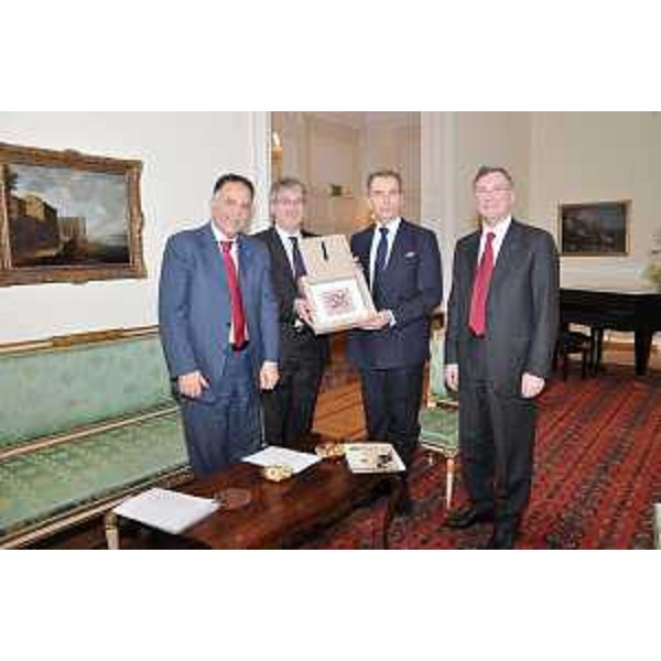 Giuseppe Napoli (Direttore centrale Relazioni internazionali), Renzo Tondo (Presidente Friuli Venezia Giulia), Christian Belarkovits (Ambasciatore Austria a Roma) e Paolo Petiziol (Consulente Affari diplomatici) a Roma. (Roma 19/03/09)