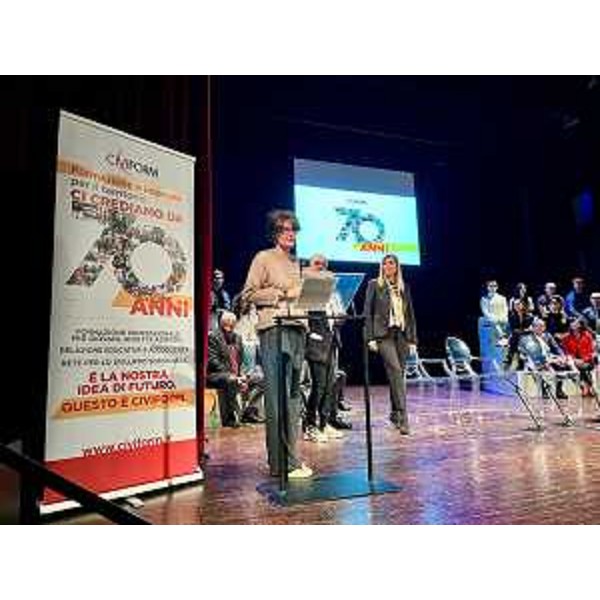 L'intervento dell'assessore Rosolen durante la cerimonia per i 70 anni di Civiform - L'intervento dell'assessore Rosolen durante la cerimonia per i 70 anni di Civiform