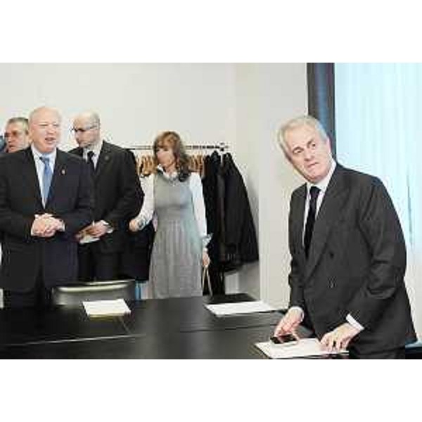 Alessandro Calligaris (Presidente Confindustria FVG) e Claudio Scajola (Ministro Sviluppo economico) a Udine. (Udine 20/03/09)