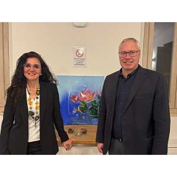 Il presidente del Consiglio regionale, Mauro Bordin con la pittrice Nada Moretto - Il presidente del Consiglio regionale, Mauro Bordin con la pittrice Nada Moretto