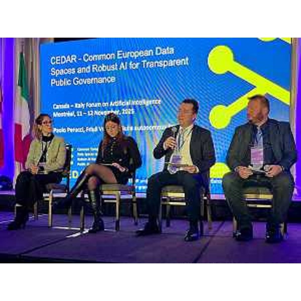 Uno degli interventi della delegazione del Friuli Venezia Giulia al Forum Canada-Italia sull'Intelligenza artificiale di Montréal (Canada) - Uno degli interventi della delegazione del Friuli Venezia Giulia al Forum Canada-Italia sull'Intelligenza artificiale di Montréal (Canada)