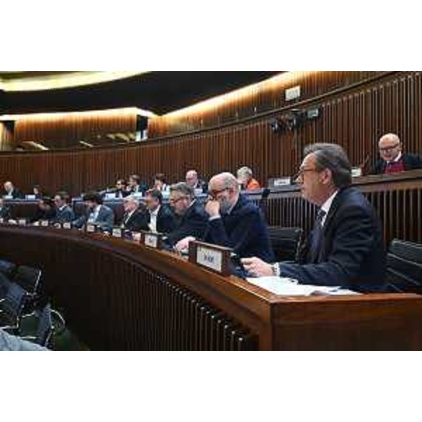 I consiglieri del gruppo Fedriga presidente da sinistra: Mauro Di Bert, Carlo Grilli, Diego Bernardis, Carlo Bolzonello, Moreno Lirutti, Simone Polesello, Stefano Mazzolini ed Edy Morandini - I consiglieri del gruppo Fedriga presidente da sinistra: Mauro Di Bert, Carlo Grilli, Diego Bernardis, Carlo Bolzonello, Moreno Lirutti, Simone Polesello, Stefano Mazzolini ed Edy Morandini