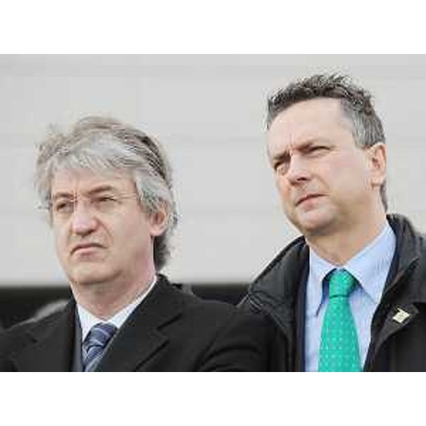 Renzo Tondo (Presidente Friuli Venezia Giulia) ed Edouard Ballaman (Presidente Consiglio regionale) all'AREA Science Park di Padriciano per l'anteprima del G8 Ambiente e le celebrazioni del trentennale del parco scientifico triestino. (Trieste 03/04/09)