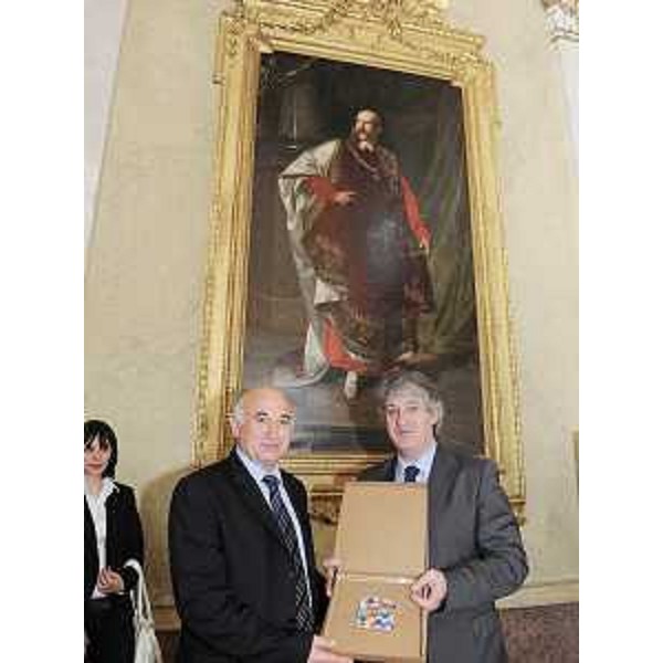 Anastas Duro (Ministro albanese Lavoro, Affari sociali e Pari Opportunità) e Renzo Tondo (Presidente Friuli Venezia Giulia) nella sede della Regione a Trieste. (Trieste 12/05/09)