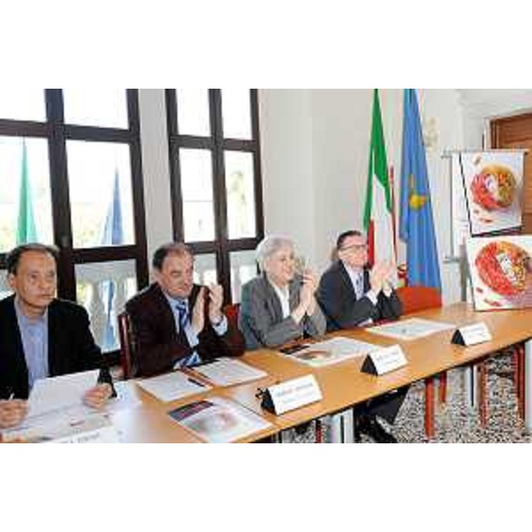 Luca Ciriani (Vicepresidente Giunta regionale), Roberto Molinaro (Assessore regionale alla Cultura), Andrea Del Favero (organizzazione Folkest) e Renzo Francesconi (Sindaco di Spilimbergo) alla presentazione dell'edizione 2009 di Folkest nella Sala consiliare del Municipio di Spilimbergo. (Spilimbergo, 25/05/09)