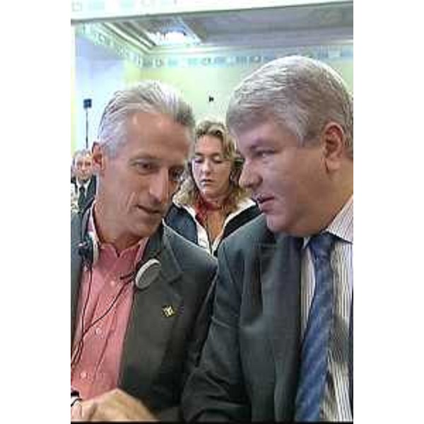 Riccardo Illy (Presidente Regione Friuli Venezia Giulia) con Andrei Sharonov (Primo Viceministro Russo per lo Sviluppo Economico ed il Commercio Estero ) presenti alla giornata inaugurale della X 'Task Force italo-russa sui distretti e le PMI'. (Trieste 26/10/06)