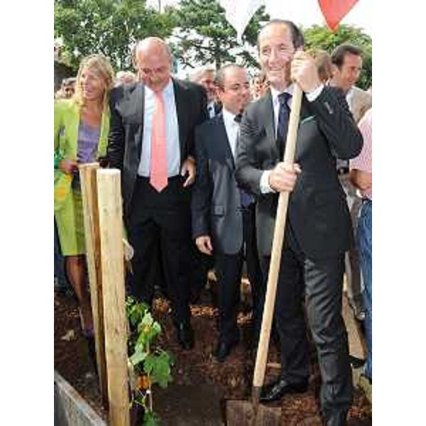 Federica Seganti (Assessore regionale Autonomie locali), Roberto Dipiazza (Sindaco Trieste), Claudio Violino (Assessore regionale Risorse agricole) e Luca Zaia (Ministro Agricoltura) sul Carso triestino. (Trieste 03/08/09)