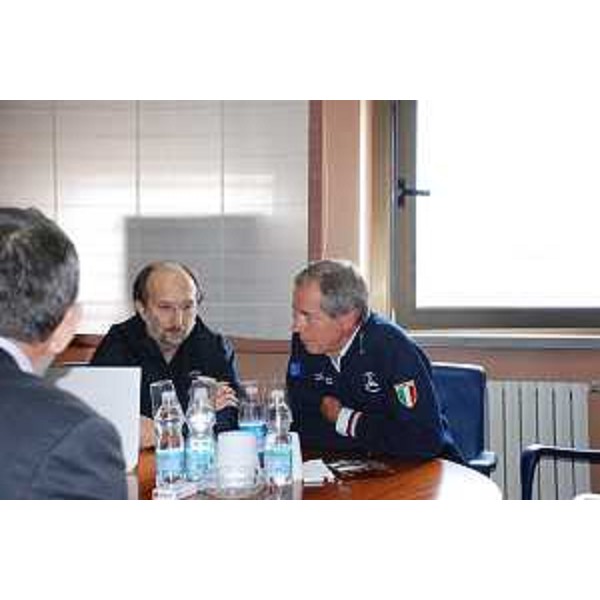 Riccardo Riccardi (Assessore Protezione civile FVG) e Guido Bertolaso (Capo Protezione civile) a L'Aquila. (L'Aquila 15/09/09)