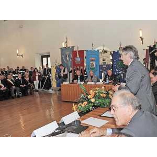 Renzo Tondo (Presidente Friuli Venezia Giulia) all'inaugurazione della mostra "Tiere motus - Storia di un terremoto e della sua gente" a Venzone. (Venzone 19/09/09)