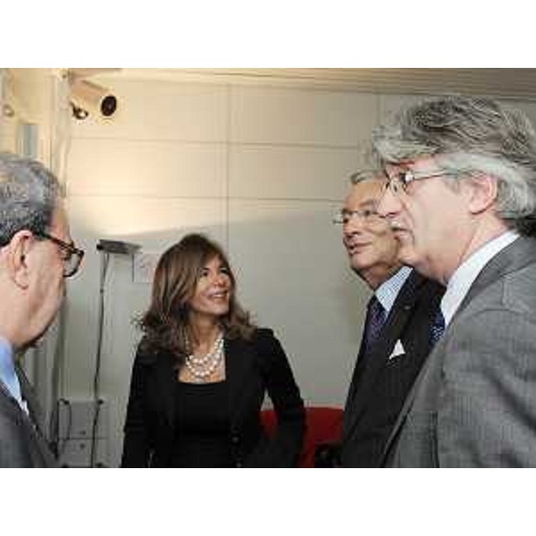 Sergio Razeto (Presidente Industriali Trieste), Emma Marcegaglia (Presidente Confindustria), Renzo Tondo (Presidente Friuli Venezia Giulia) e Corrado Antonini (Presidente uscente Industriali Trieste) all'assemblea generale dell'Associazione degli Industriali di Trieste. (Trieste 12/10/09)