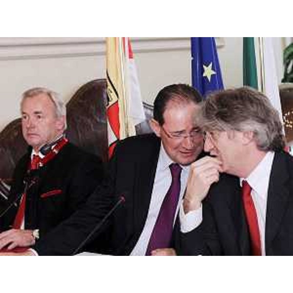Gerhard Doerfler (Governatore Carinzia), Giancarlo Galan (Presidente Veneto) e Renzo Tondo (Presidente Friuli Venezia Giulia) a Venezia in occasione della Trilaterale Veneto-FVG-Carinzia. (Venezia 17/11/09)