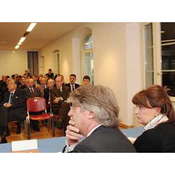 Renzo Tondo (Presidente Friuli Venezia Giulia) e Alessia Rosolen (Assessore regionale Università e Ricerca) alla presentazione del nuovo distretto tecnologico della cantieristica e della nautica Ditenave. (Monfalcone 18/11/09)