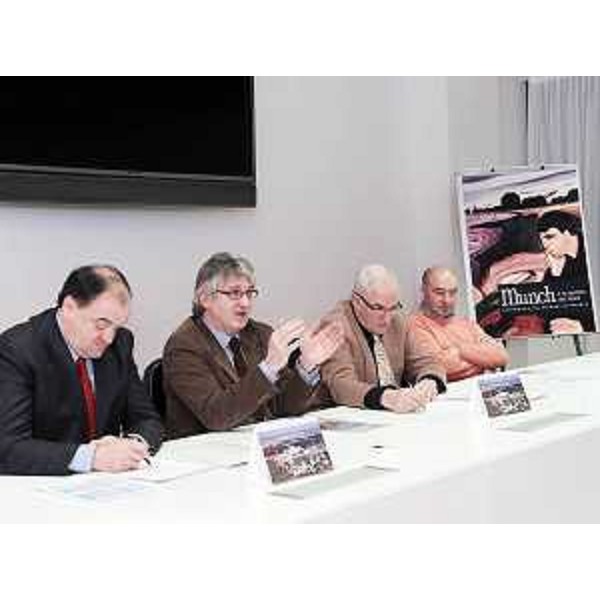 Roberto Molinaro (Assessore regionale Cultura), Renzo Tondo (Presidente Friuli Venezia Giulia), Enzo Cainero (Commissario Azienda Speciale Villa Manin) e Marco Goldin (Curatore Mostre) in conferenza stampa di bilancio e presentazione programma 2010 dell'Azienda Speciale Villa Manin. (Villa Manin di Passariano 21/12/09)