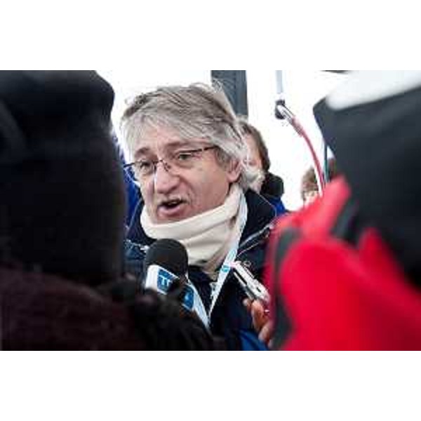 Renzo Tondo (Presidente Friuli Venezia Giulia) all'inaugurazione della funivia transfrontaliera Funifor Canin-Kanin, tra Sella Nevea (I) e Bovec (SLO), a Sella Nevea. (Sella Nevea 05/01/10)