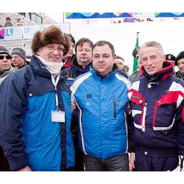 Renzo Tondo (Presidente Friuli Venezia Giulia), Danijel Krivec (Sindaco Bovec) e Riccardo Illy (ex Presidente FVG) all'inaugurazione della funivia transfrontaliera Funifor Canin-Kanin, tra Sella Nevea (I) e Bovec (SLO), a Sella Nevea. (Sella Nevea 05/01/10)