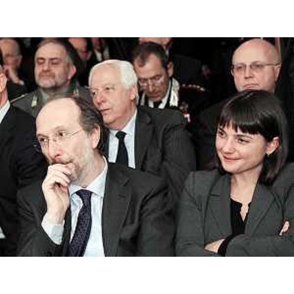 Riccardo Riccardi (Assessore regionale Mobilità e Infrastrutture di Trasporto) e Debora Serracchiani (Parlamentare europea) al convegno "Lo spazio mediterraneo della mobilità", all'Hotel Savoia a Trieste. (Trieste 05/02/10)
