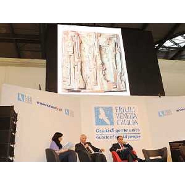 Roberto Molinaro (Assessore regionale Cultura) ed Enzo Cainero (Commissario straordinario Azienda speciale Villa Manin) presentano i Grandi Eventi di Villa Manin per il 2010 nello stand della Turismo FVG alla BIT di Milano. (Milano 20/02/10)