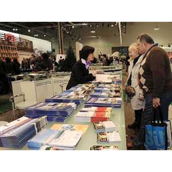 Infodesk nello stand della Turismo FVG alla BIT di Milano. (Milano 19/02/10)