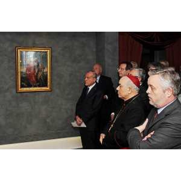 Gianni Letta (Sottosegretario Presidenza Consiglio Ministri) e Vanni Lenna (Senatore) all'inaugurazione della mostra "Angeli - Volti dell'invisibile". (Illegio 24/04/10)
