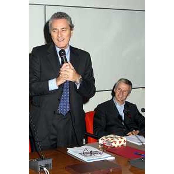 Riccardo Illy (Presidente Regione Friuli Veneizia Giulia) con Francesco Rutelli (Vicepresidente del Consiglio e Ministro per i Beni e le Attività Culturali) ritratti in occasione dell'inconrto per il rilancio di Aquileia (Aquileia 20/11/06)