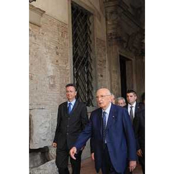 Il Presidente della Repubblica Italiana Giorgio Napolitano con Edouard Ballaman (Presidente Consiglio regionale FVG). (Udine, 14/07/2010)