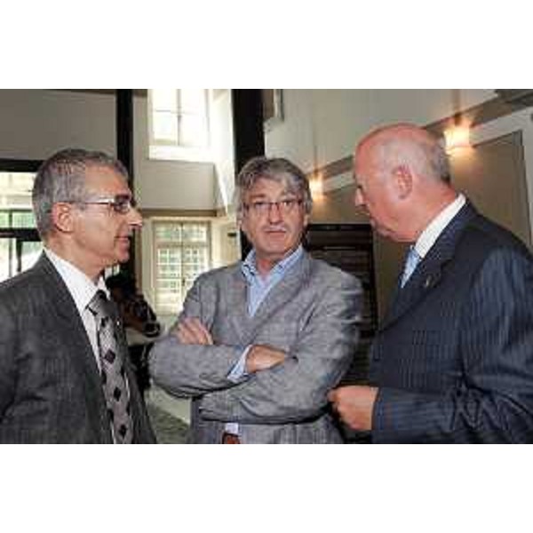 Renzo Tondo (Presidente della regione Friuli Venezia Giulia), Alessandro Calligaris (Presidente Confindustria FVG) e Adriano Luci (Presidente Confindustria Udine). (Udine, 15/07/2010)