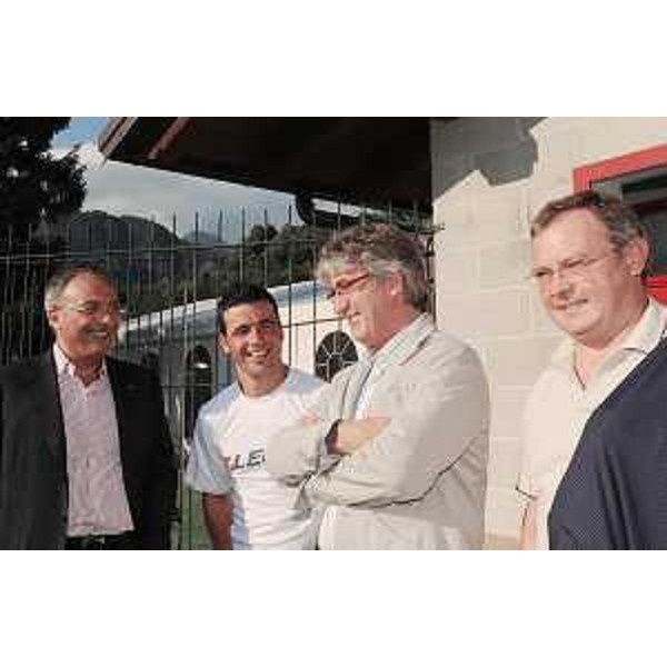 Franco Soldati (Presidente CdA Udinese calcio), Antonio Di Natale (Attaccante Udinese), Renzo Tondo (Presidente Friuli Venezia Giulia) e Andrea Garlatti (Assessore regionale Funzione pubblica). (Imponzo 02/08/10)