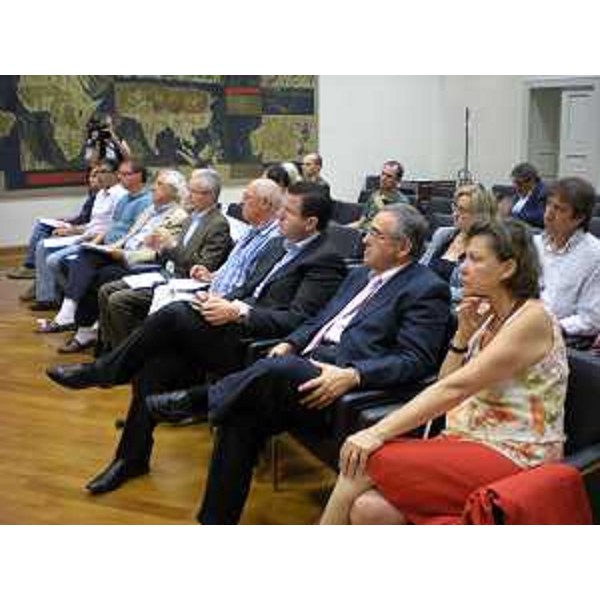 Rappresentanti delle organizzazioni sindacali e delle associazioni di categoria alla riunione del Tavolo di concertazione per la concessione degli ammortizzatori sociali in deroga ai lavoratori dell' "Ospizio Marino" di Grado. (Trieste 18/08/10) 