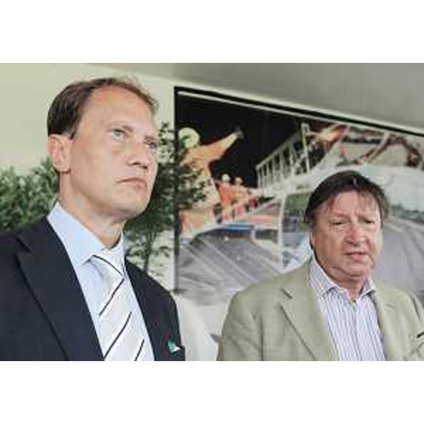 Luca Ciriani (Vicepresidente Friuli Venezia Giulia) e Giorgio Santuz (Presidente FVG Strade) all'inaugurazione della variante alla SP 41 di Pianzano. (Godega di Sant'Urbano 23/08/10)