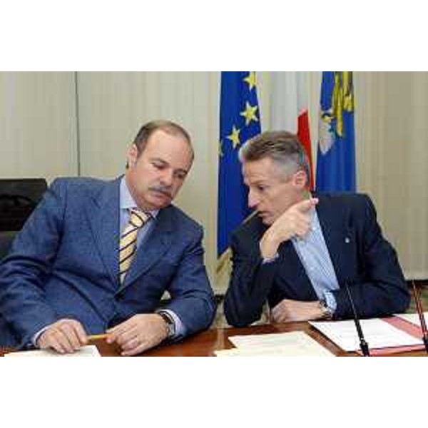 Riccardo Illy (Presidente Regione Friuli Venezia Giulia) e Gianfranco Moretton (Vicepresidente e Assessore regionale all'ambiente, lavori pubblici e protezione civile) (10/03/2006)