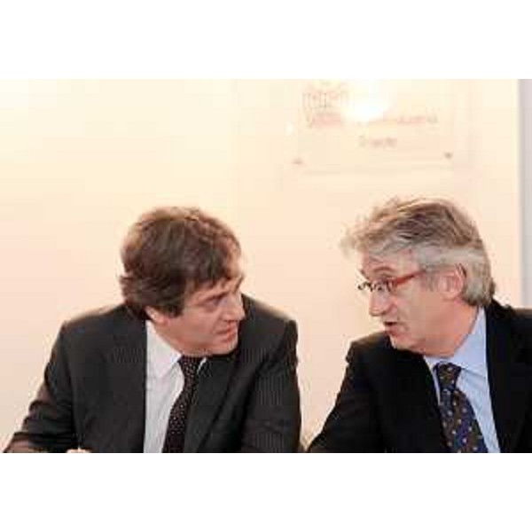 Antonio Costato (Vicepresidente Confindustria) e Renzo Tondo (Presidente Friuli Venezia Giulia) al convegno "Energia e sviluppo economico" nella sede della Confindustria di Trieste. (Trieste 15/10/10)