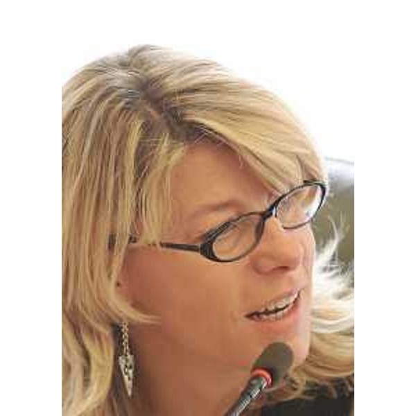 Federica Seganti (Assessore regionale Attività produttive, con delega a Polizia locale e Sicurezza) nel corso della conferenza stampa di diffusione dei dati relativi ai volontari della sicurezza. (Trieste 19/10/10)
