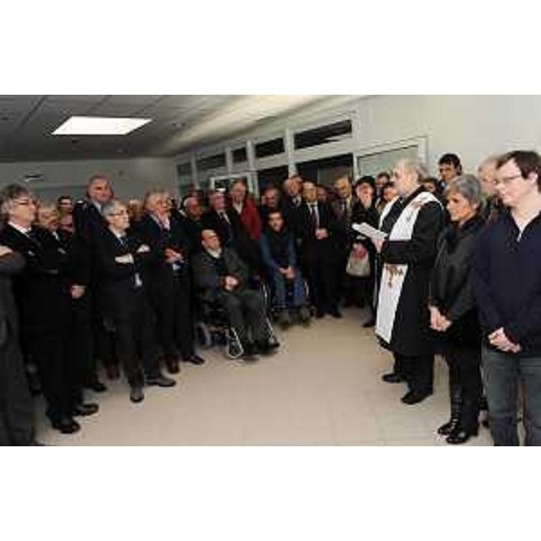 Renzo Tondo (Presidente Friuli Venezia Giulia), Vladimir Kosic (Assessore regionale Salute), Maurizio Franz (Presidente Consiglio regionale), Pietro Fontanini (Presidente Provincia Udine) e Furio Honsell (Sindaco Udine) all'inaugurazione del Centro per disabili gravi-gravissimi 'Il vecjo rôl', dell'ASS 4 Medio Friuli. (Udine 14/01/11)