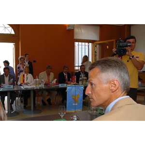 Riccardo Illy (Presidente Regione Friuli Venezia Giulia) incontra Jorg Haider (Governatore della Carinzia) (Villa Chiozza di Cervignano, 02/08/05)