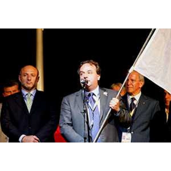 Enrico Bertossi (Assessore Regionale alle attività produttive) all'EYOF 2005 (Lignano, 02/07/05)