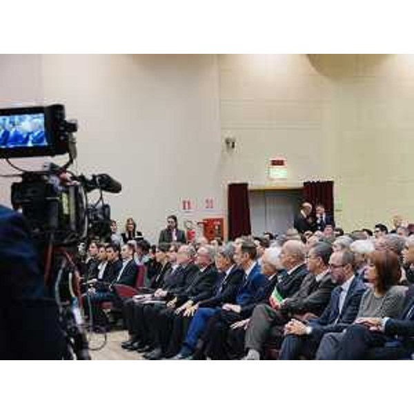  Il Presidente della Repubblica, Sergio Mattarella, alla cerimonia di inaugurazione dell'anno accademico della Sissa, assieme al governatore del Friuli Venezia Giulia, Massimiliano Fedriga. 