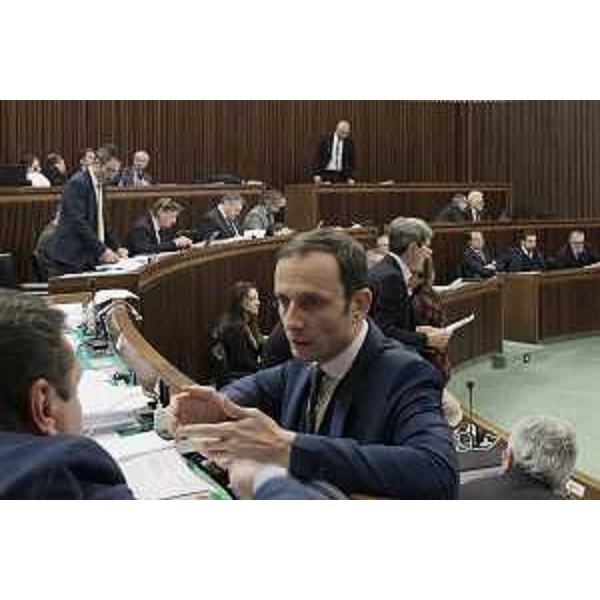 Il governatore Fvg, Massimiliano Fedriga, durante la discussione finale in Aula (Foto ARC)
