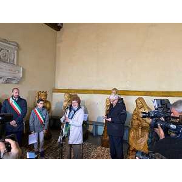 L'intervento dell'assessore regionale alla Cultura, Tiziana Gibelli, alla prolusione dell'apertura della mostra, a Gemona, su 'Il Friuli ai tempi di Leonardo' (Foto ARC Morandini)