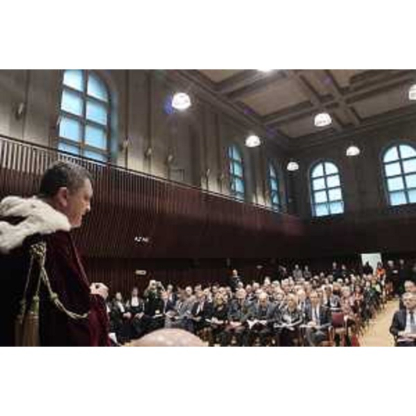 Intervento del presidente della Corte d'Appello di Trieste, Oliviero Drigani all'apertura dell'anno giudiziario. (Foto ARC Montenero)
